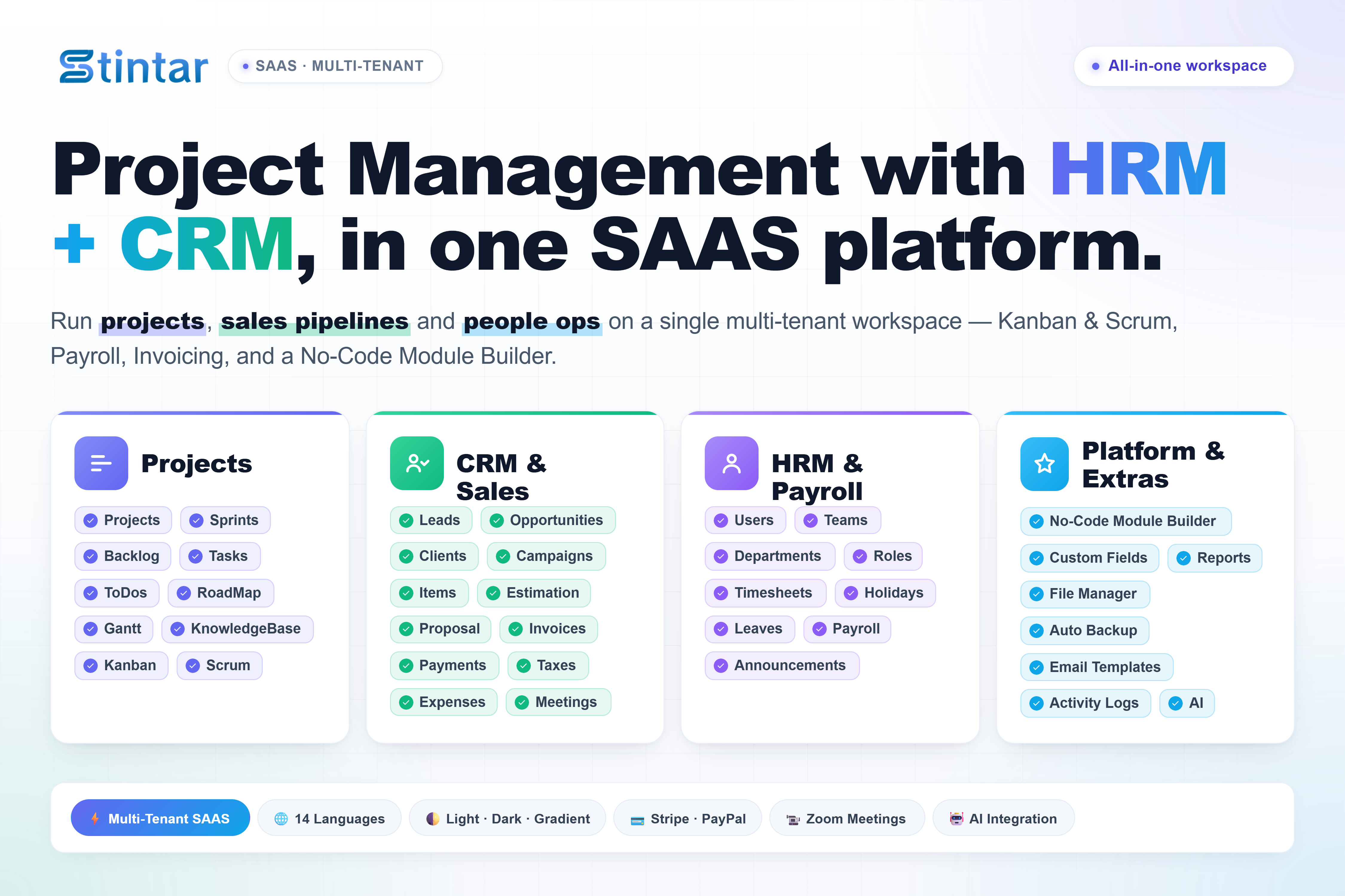 Stintar SaaS MT: Launch Your Own Project Management, HRM &amp; CRM Platform