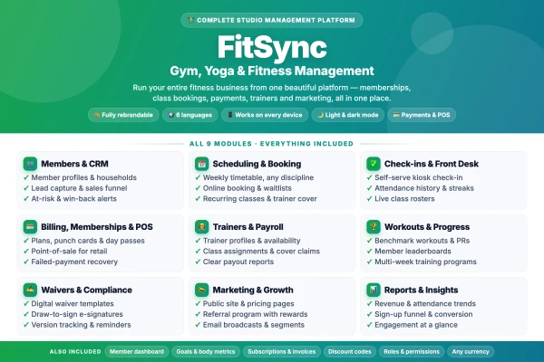FitSync - Gym, Yoga & Fitness Management